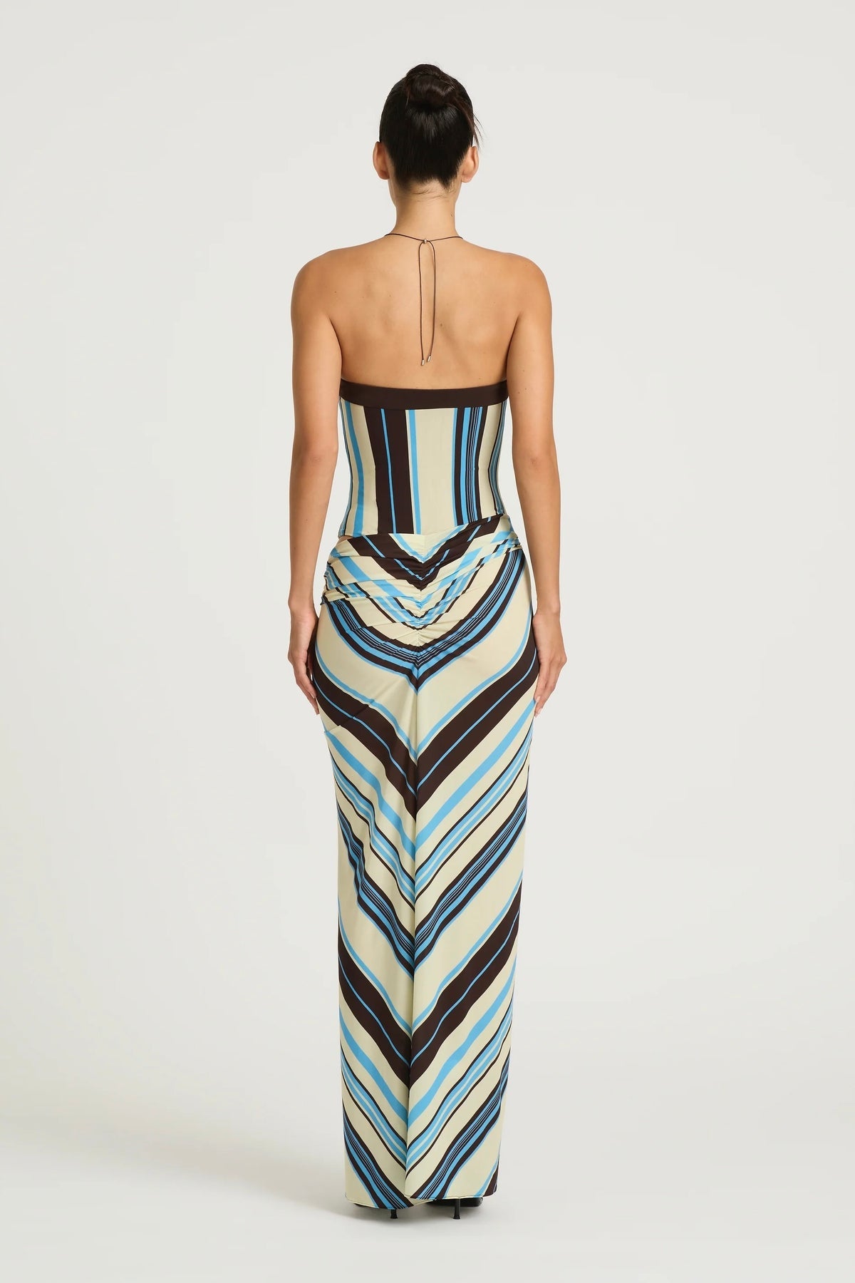 Stripes Asymmetric Maxi Dress