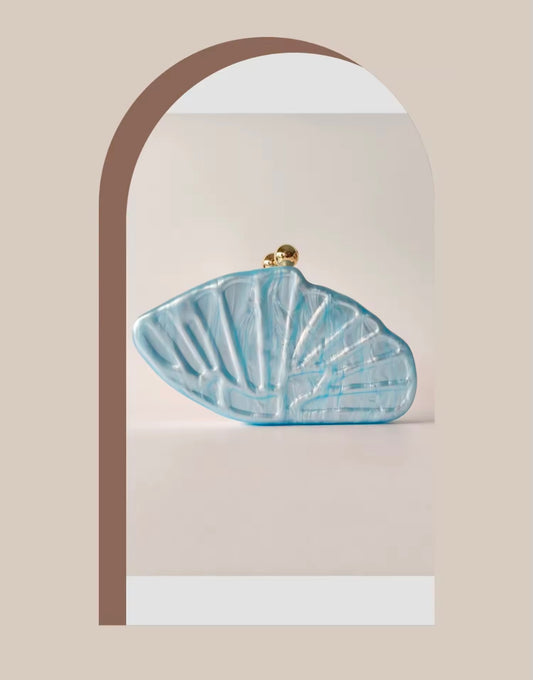 Azure Pearl Saddle Clutch