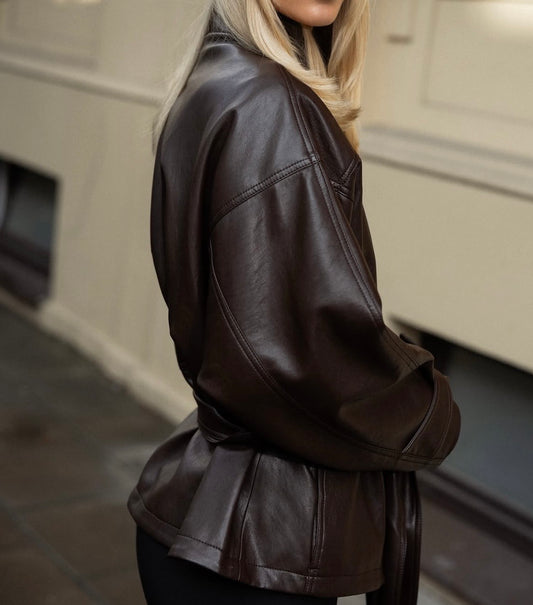 Alessia Luxe Leather Trench Jacket