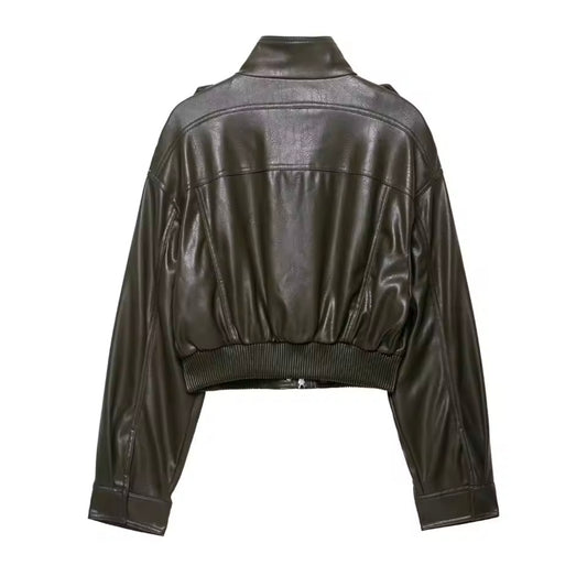 Deep Sage Leather Jacket