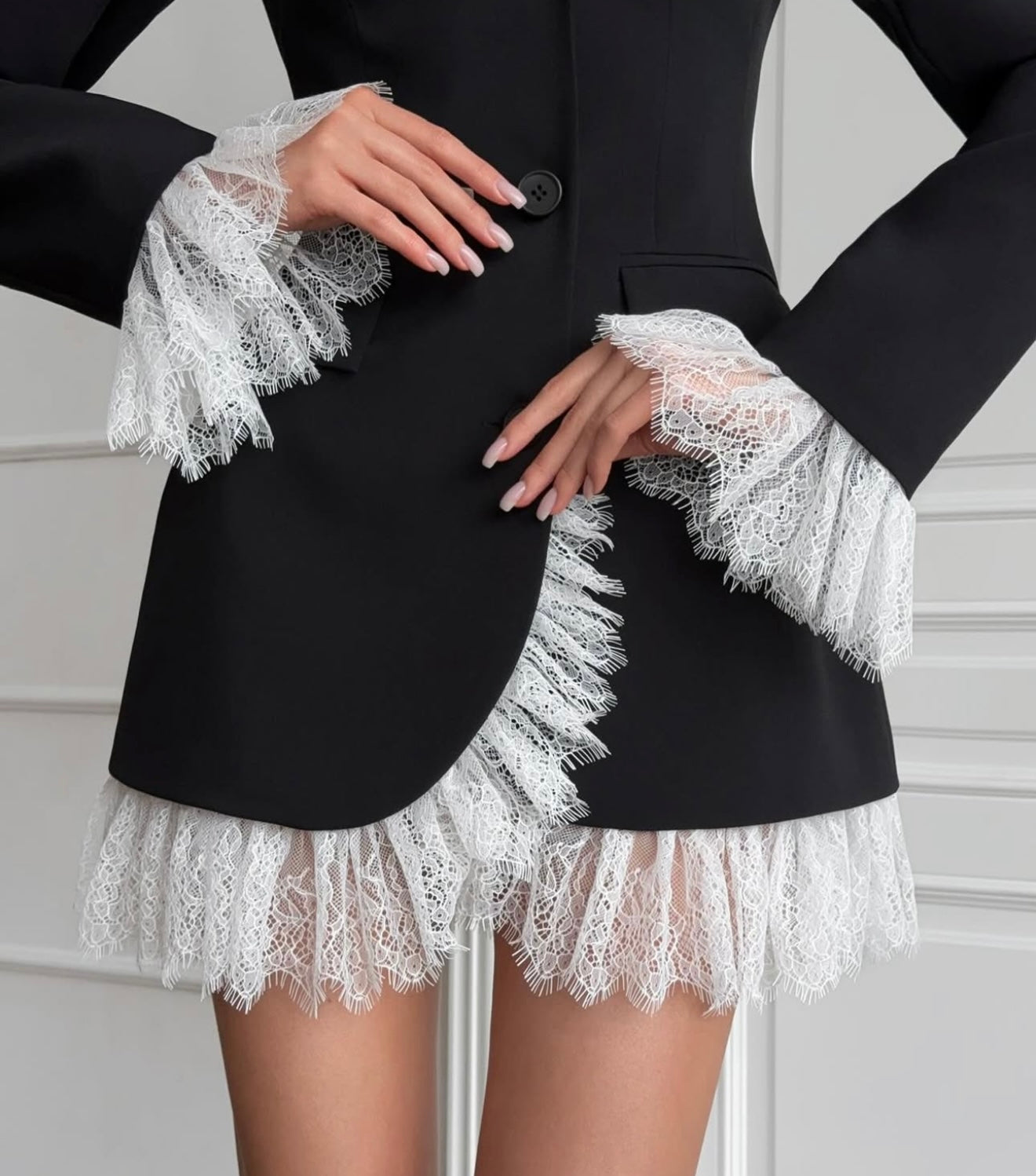 Noir Lace Blazer Dress