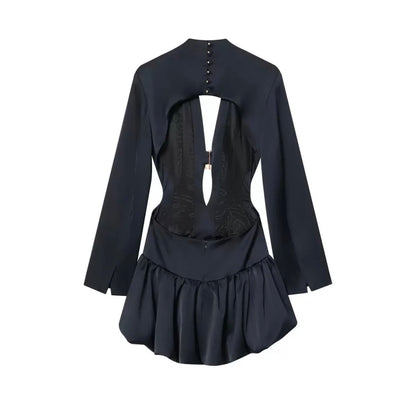 Black Satin Mini Dress