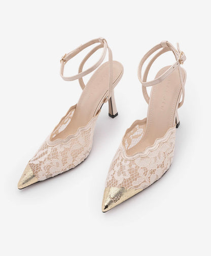 Lace Slingback Heels