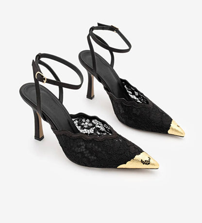 Lace Slingback Heels