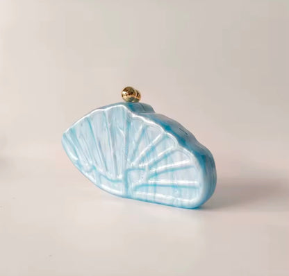 Azure Pearl Saddle Clutch