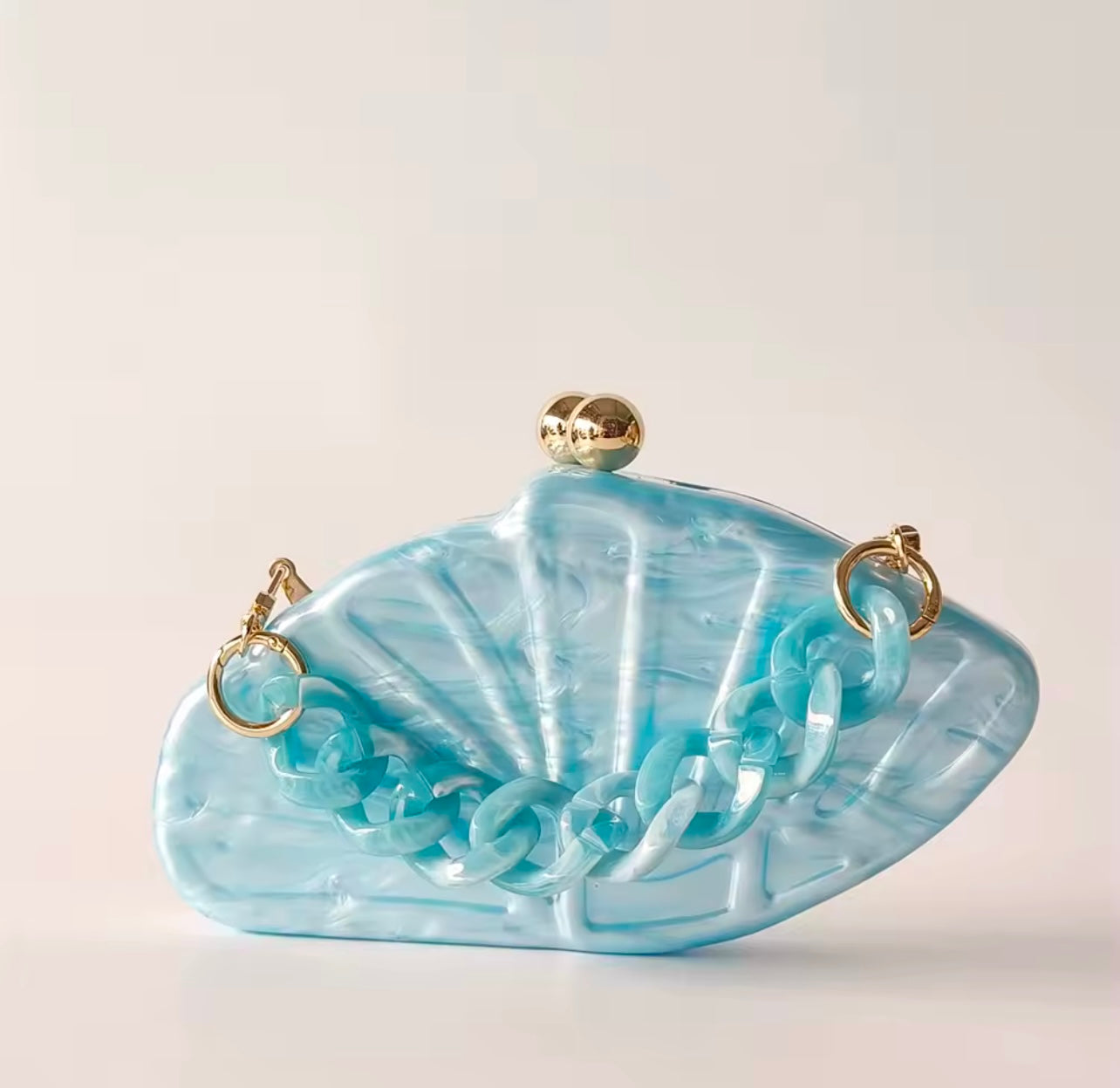 Azure Pearl Saddle Clutch