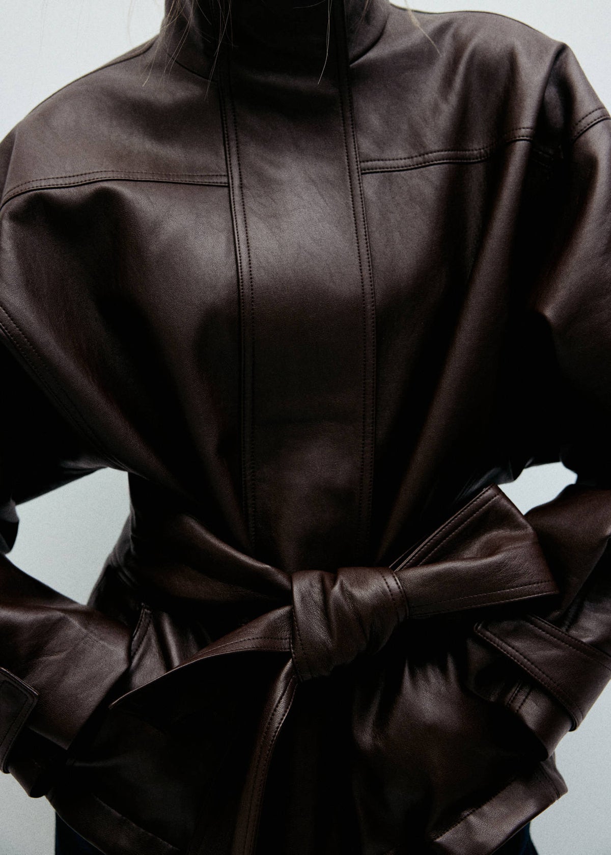 Alessia Luxe Leather Trench Jacket