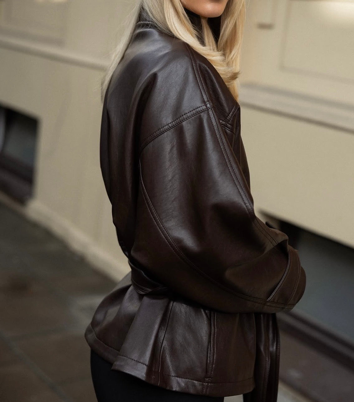 Alessia Luxe Leather Trench Jacket