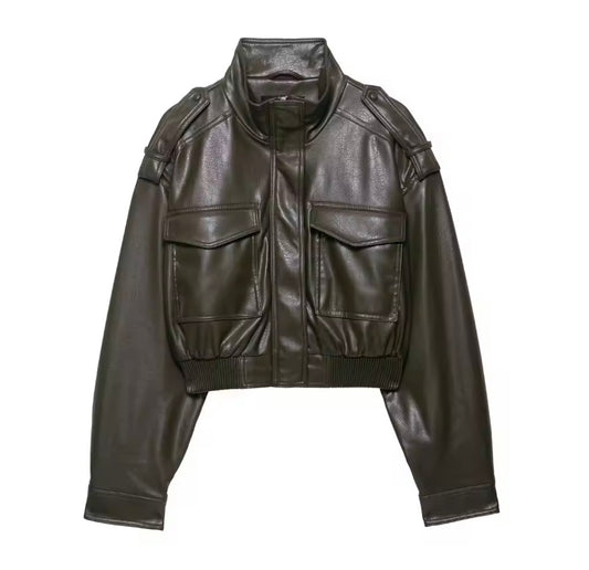 Deep Sage Leather Jacket