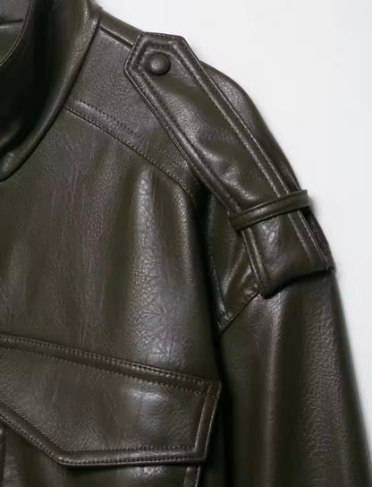 Deep Sage Leather Jacket
