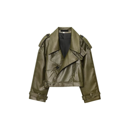 Olive Essence Biker Jacket